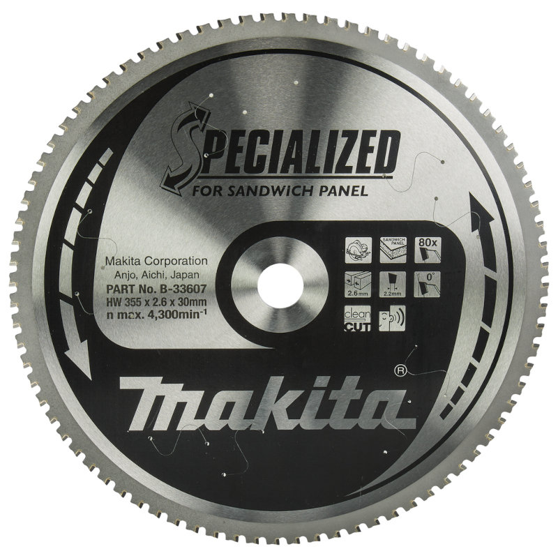 Makita - Set ručna kružna testera HS013GT101 sa listom 355x30/80z za sečenje sendvič panela - HS013GT101 + B-33607